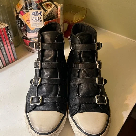 Ash Black Leather High Tops - Picture 2 of 4